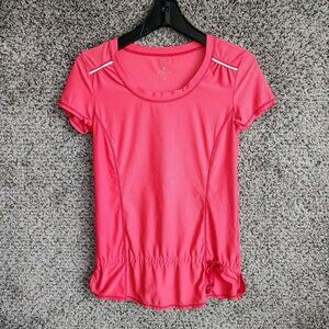 Athleta Wick It Run Tunic Shirt Womens XS Pink Stretch Short Sleeve Workout